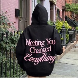 Black Hoodie with Pink Text